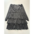 Arula Dress Womens Large Plus Black Metallic Striped Tiered Ruffle BD5410-ASF24