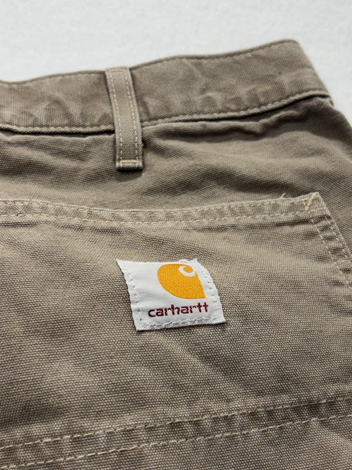 Carhartt Carpenter Pants Mens 32x34 Beige Relaxed Fit Canvas Workwear Casual