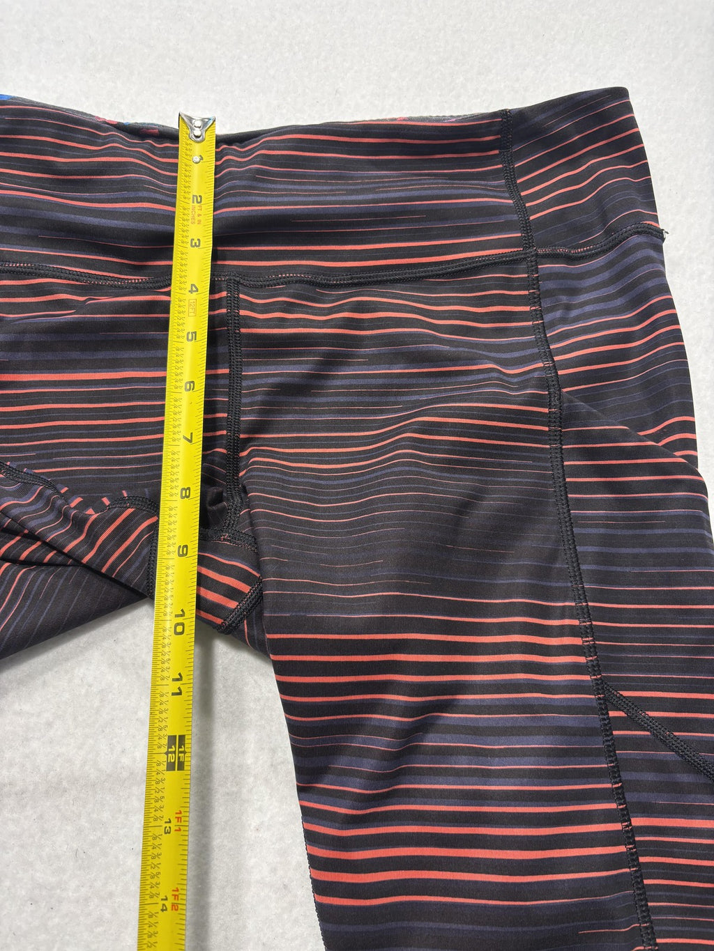 Lululemon Leggings Womens 10 Black Striped High Rise 28.5" Inseam Ankle Pockets