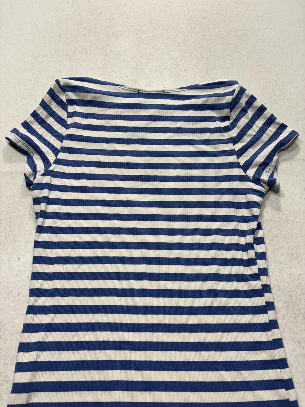 Frankee & Skylarr Womens L Blue Stripe Boat Neck Short Sleeve Tee TY70411-ROS