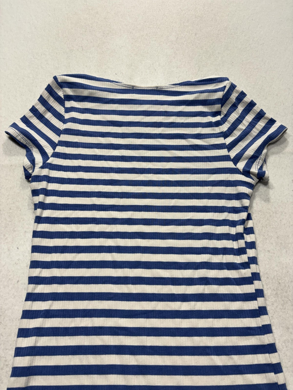 Frankee & Skylarr Womens L Blue Stripe Boat Neck Short Sleeve Tee TY70411-ROS