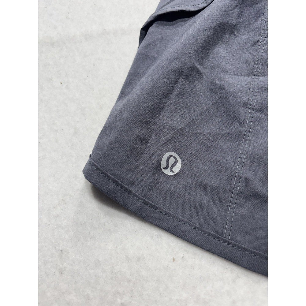 Lululemon Gray High Rise Running Shorts Womens 6 Zip Pocket 2.5" Inseam LWSDS