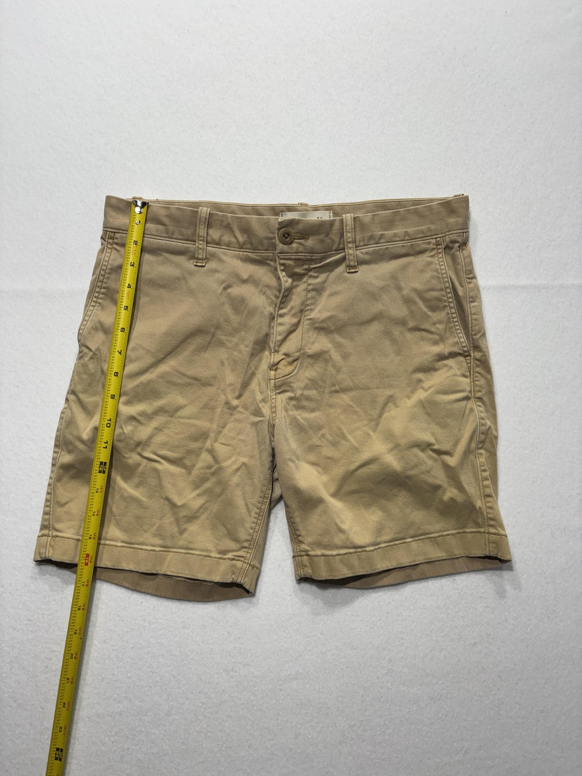 Madewell Chino Shorts Mens 33 Beige 7" Inseam Stretch Flat Front Casual