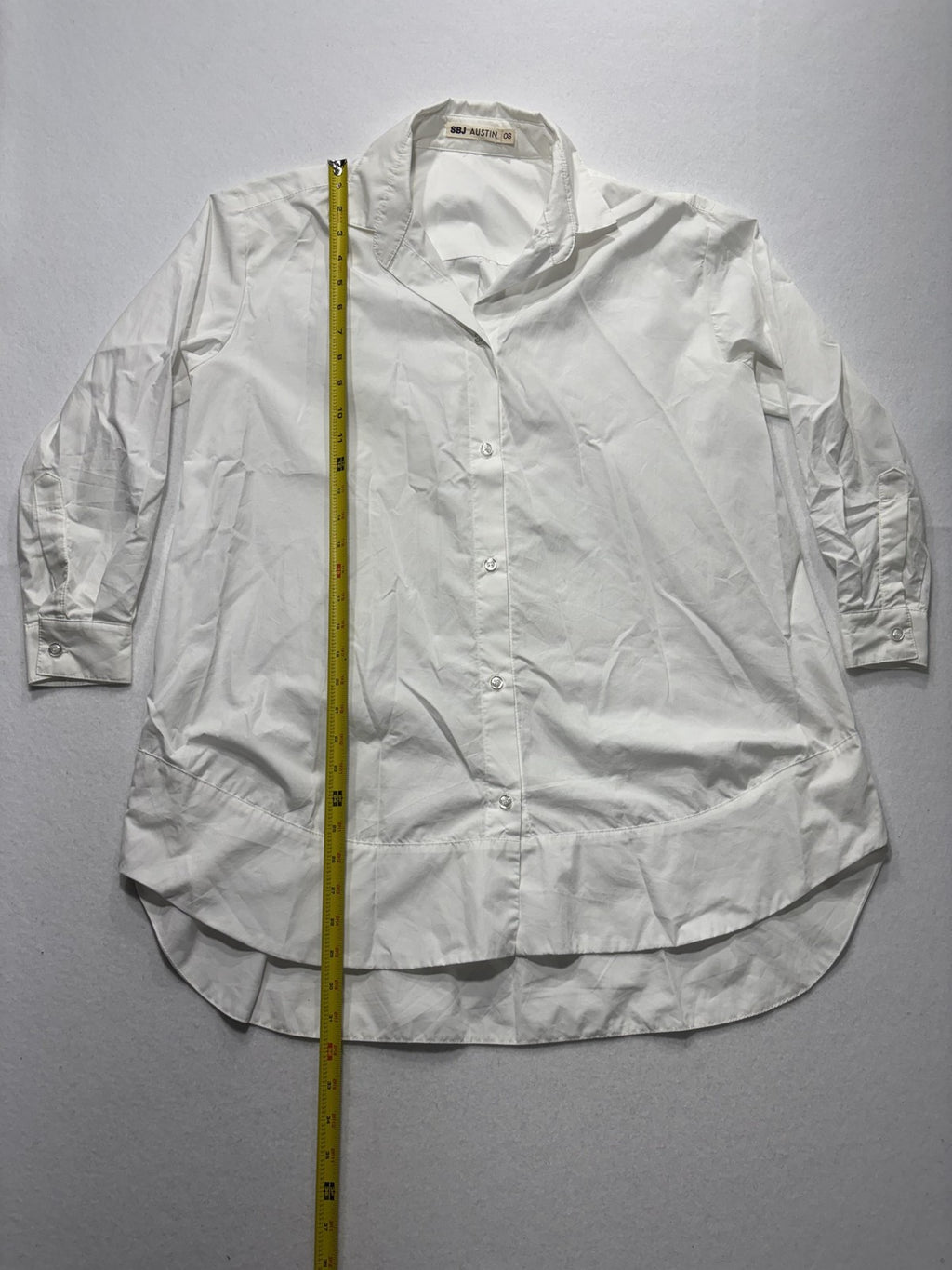 SBJ Austin Shirt Womens One Size White Long Tunic Button Front Cotton Top