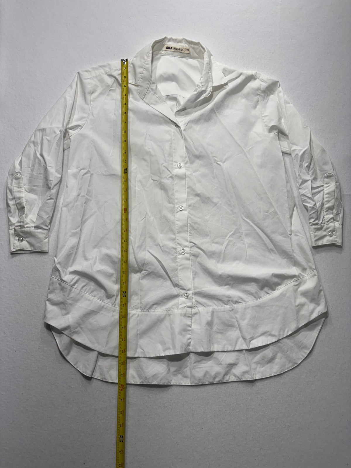 SBJ Austin Shirt Womens One Size White Long Tunic Button Front Cotton Top
