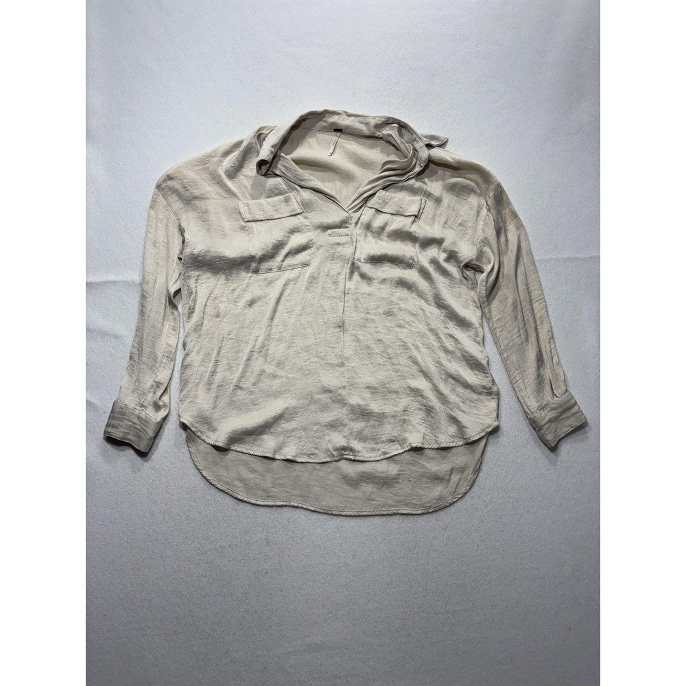 American Eagle Outfitters Blouse Womens XS White V Neck Long Sleeve Tunic Top