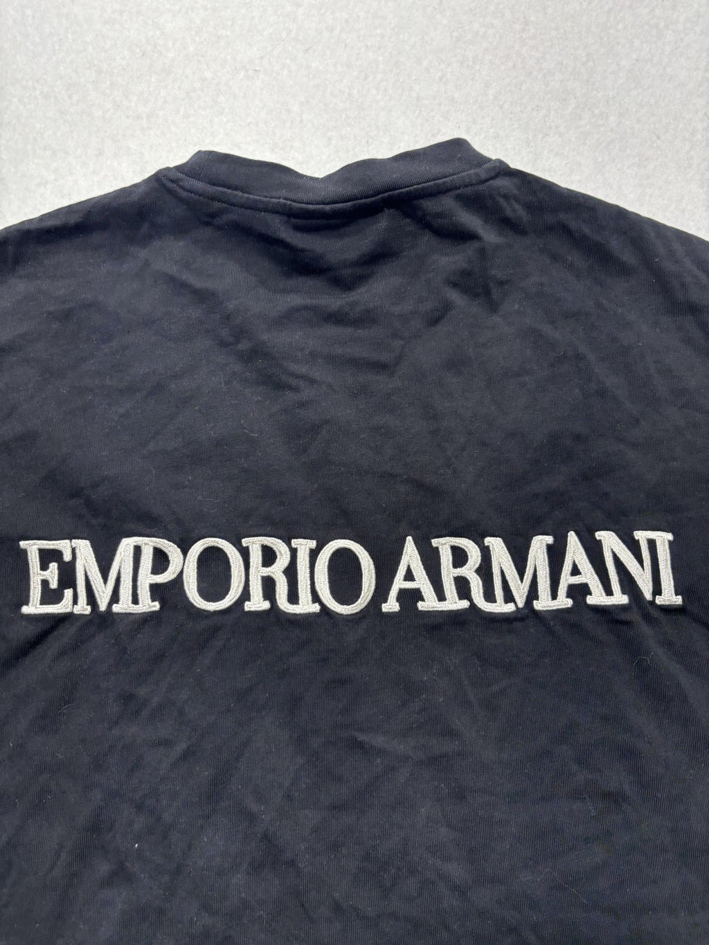 Emporio Armani Shirt Mens Medium Black Embroidered Eagle Logo Back Spell Out