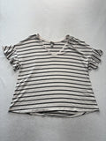 A New Day Shirt Womens 2XL White Black Striped V Neck Flutter Sleeve Tee Casual