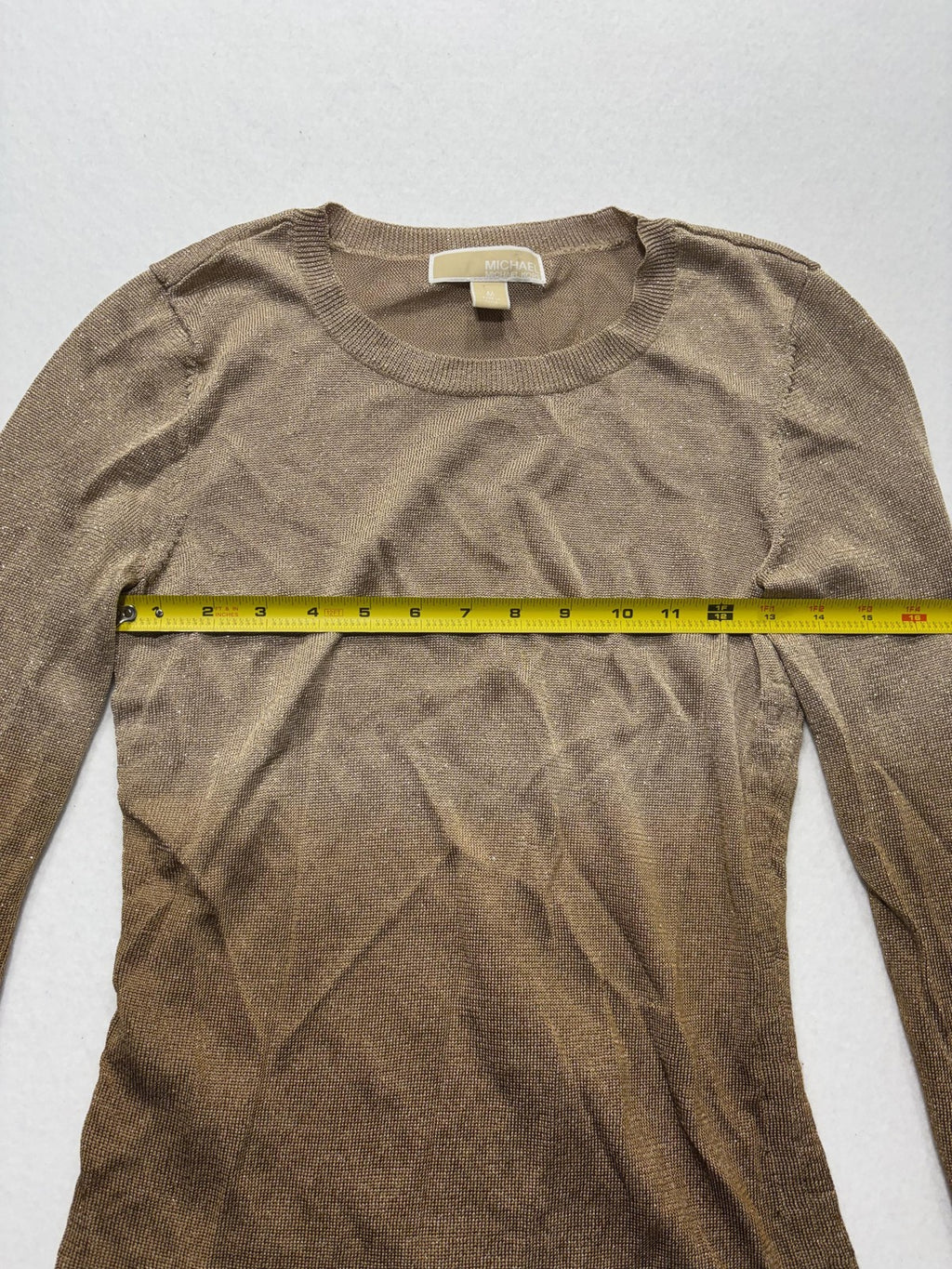MICHAEL Michael Kors Sweater Womens Medium Gold Metallic Tunic Drawstring Logo