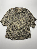 MICHAEL Michael Kors Top Womens L Beige Animal Print Tunic Henley Sheer Blouse