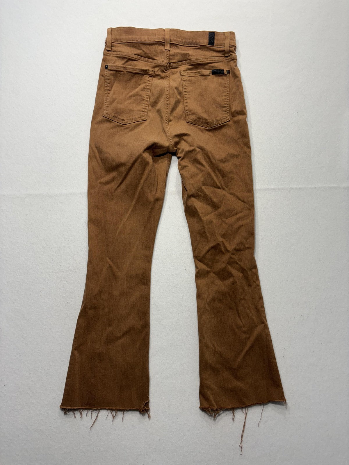 7 For All Mankind Jeans Womens 29 Brown Medium Wash Bootcut Distressed 29x32.5