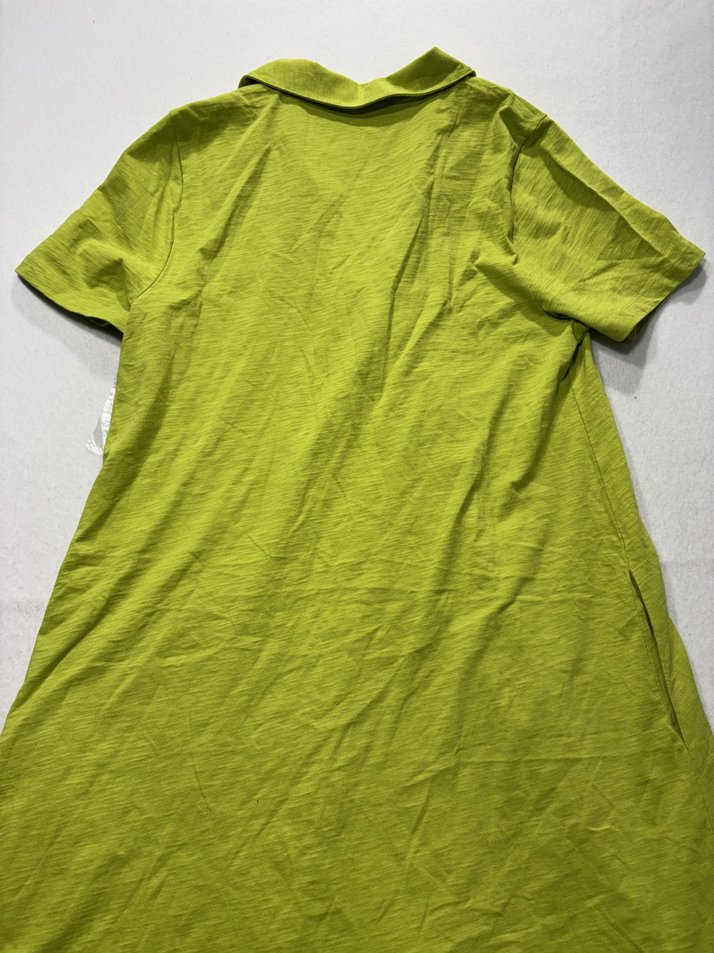 Soft Surroundings Shirt Dress Womens Medium Lime Green Danelle Button Asym Hem