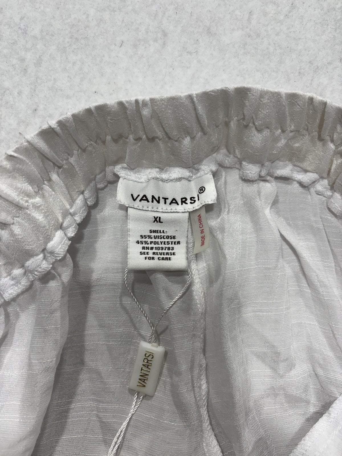 VANTARS! Pants Womens XL White Chiffon Wide Leg Lace Trim Slit Beach Cover Up