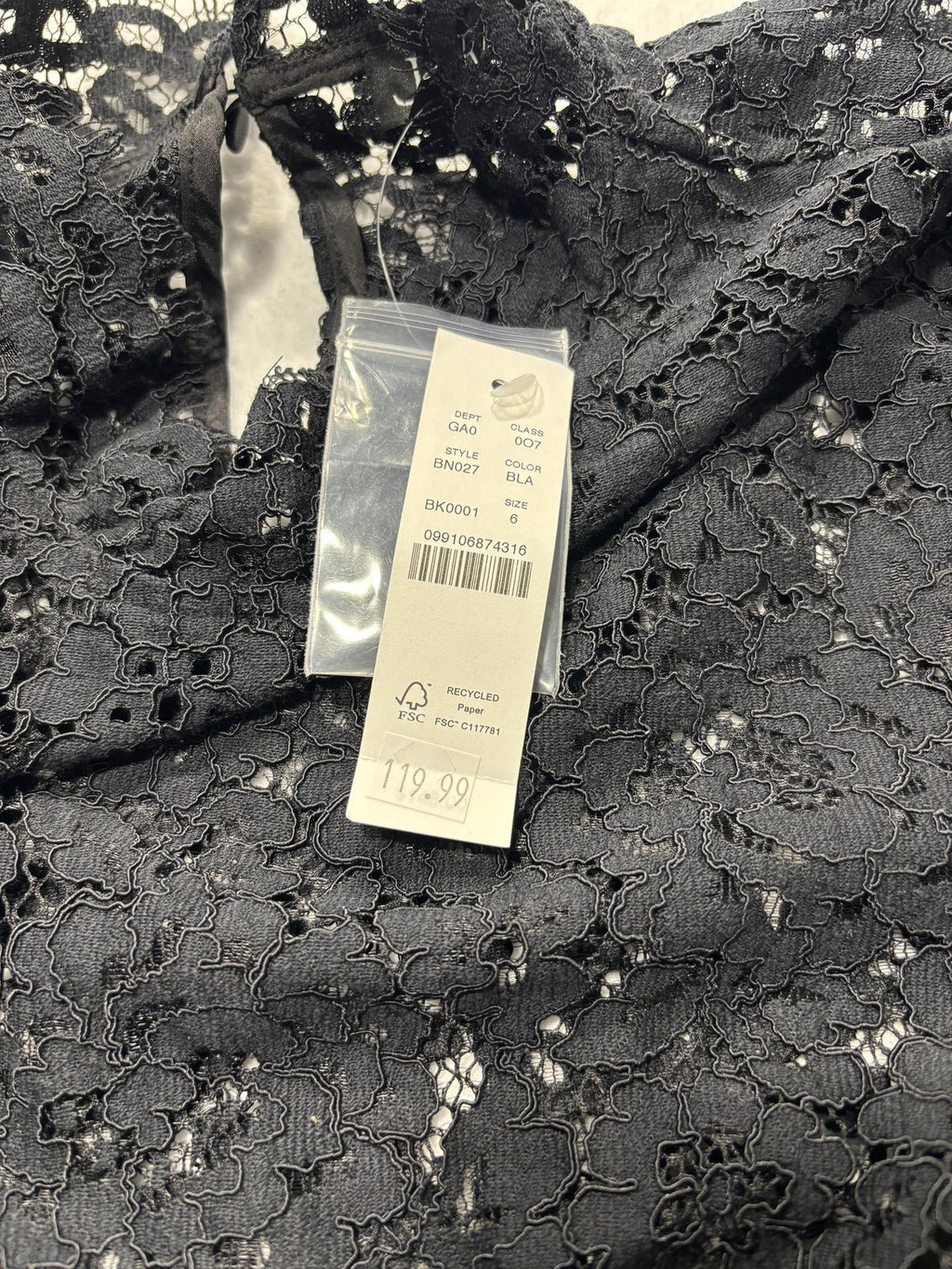 J.Crew Blouse Womens 6 Black Lace Mock Neck Long Sleeve Lined Sheer Party Top