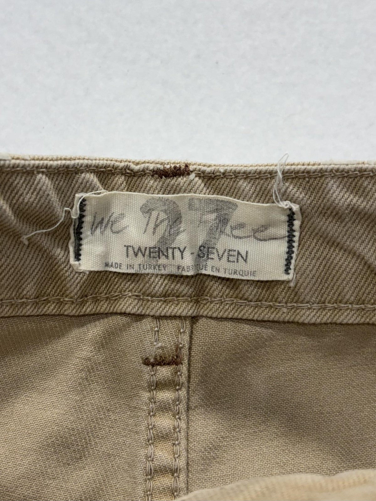 We The Free Jeans Womens 27 Beige High Rise Straight Distressed Raw Hem 27x28