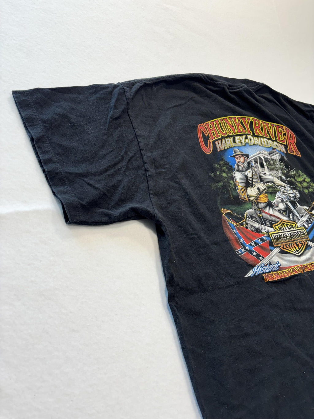Vintage Harley-Davidson Shirt Mens XL Black Chunky River Meridian MS 2000s USA