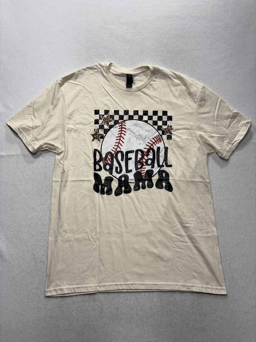 Gildan Shirt Womens Large White Baseball Mama Graphic Tee Sports Mom Casual