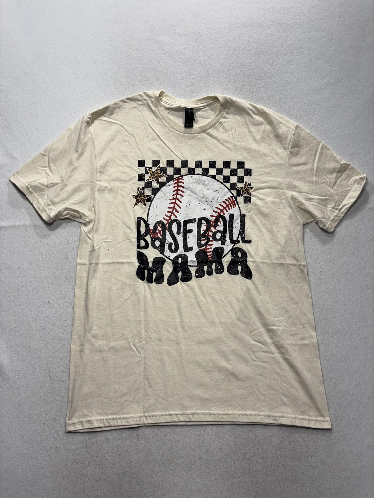 Gildan Shirt Womens Large White Baseball Mama Graphic Tee Sports Mom Casual