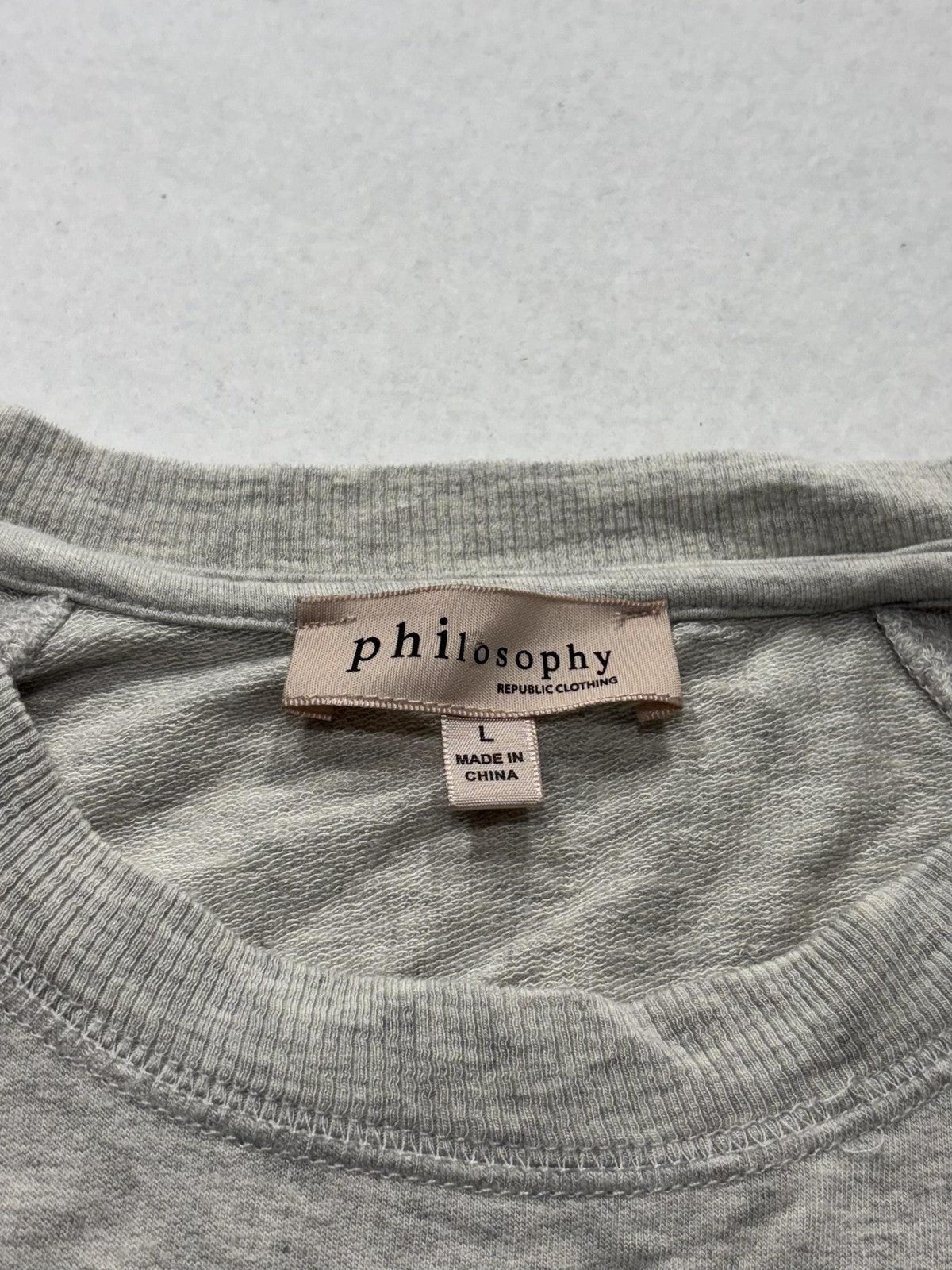 Philosophy Republic Clothing Top Womens Large Gray Long Sleeve Asymmetrical Hem