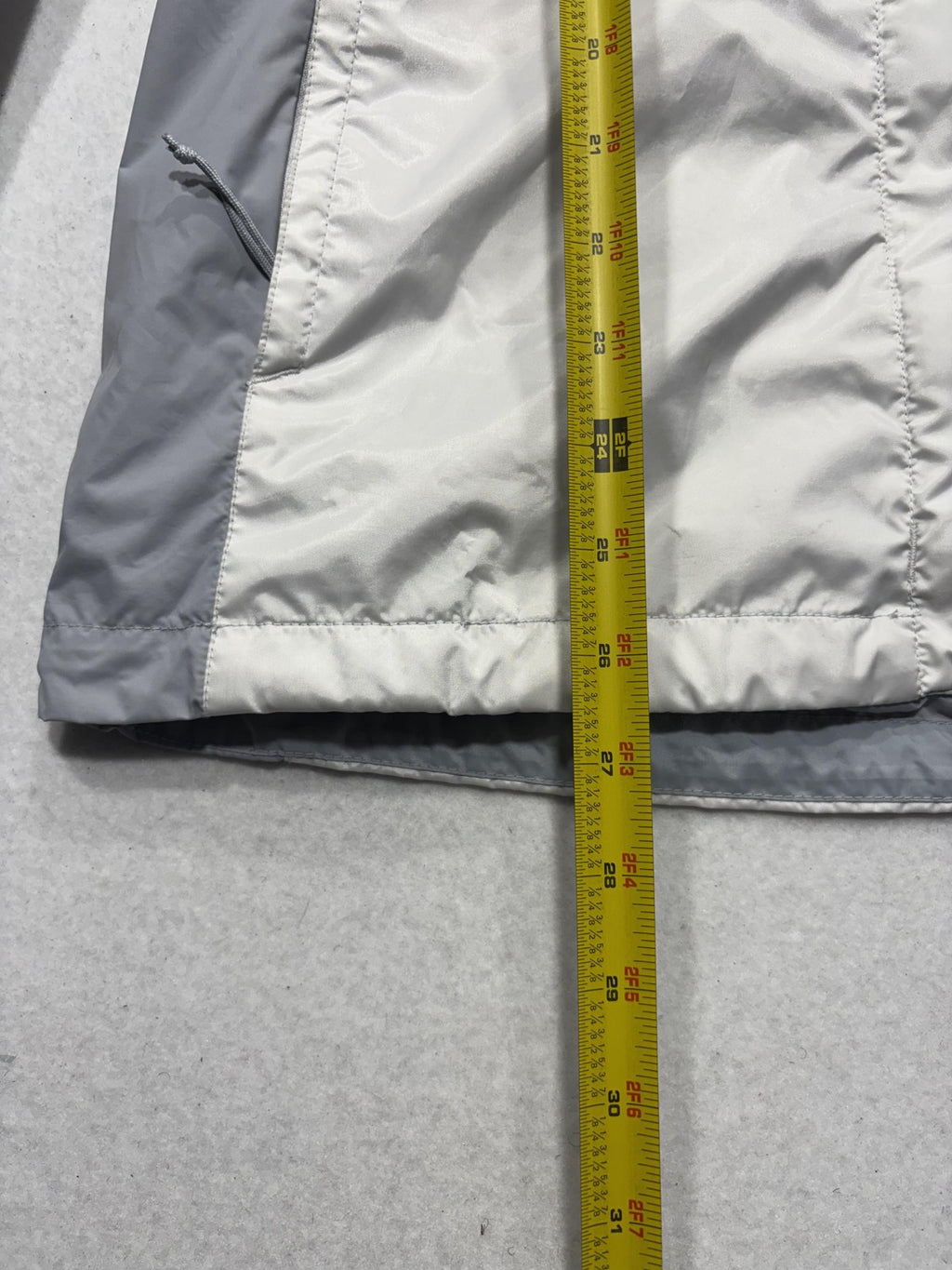 Columbia Jacket Womens M White Gray Hooded Full Zip Lightweight Windbreaker
