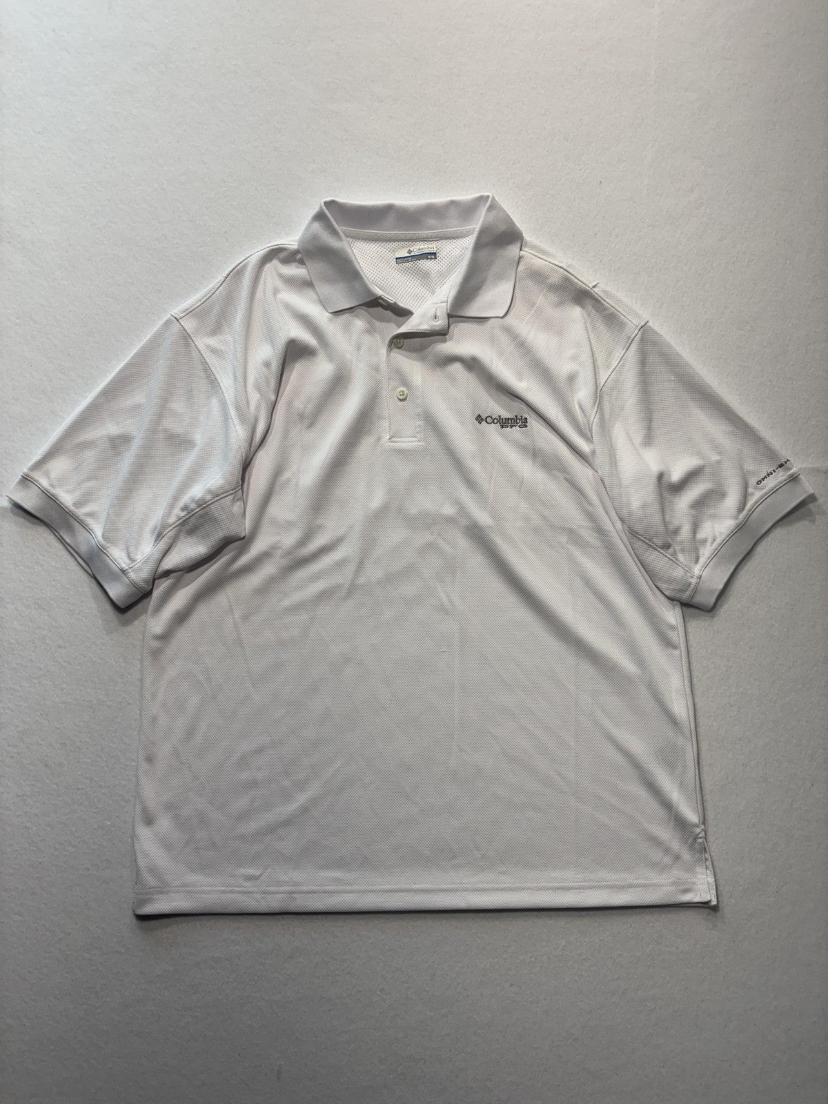 Columbia PFG Omni-Shade Polo Shirt Mens Medium White Fishing UV Protection