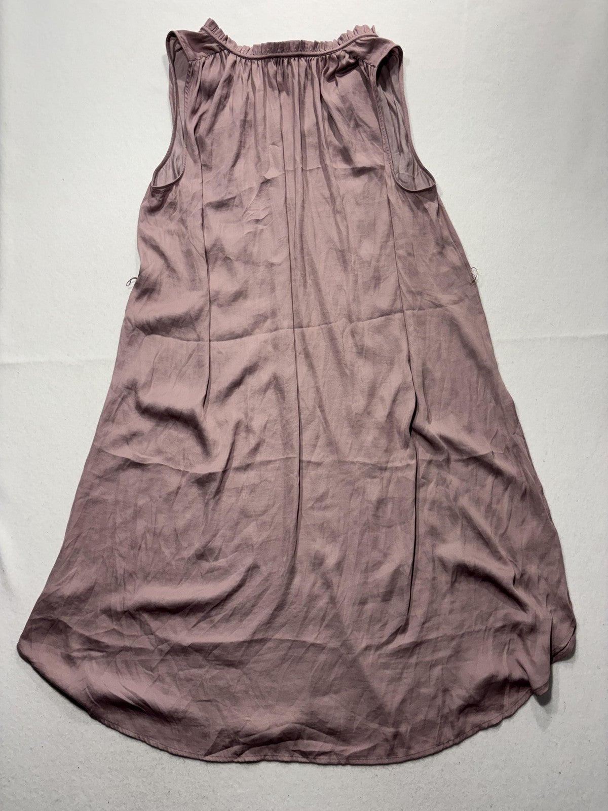 LOFT Dress Womens Large Pink V Neck Ruffle Sleeveless Shift Knee Length