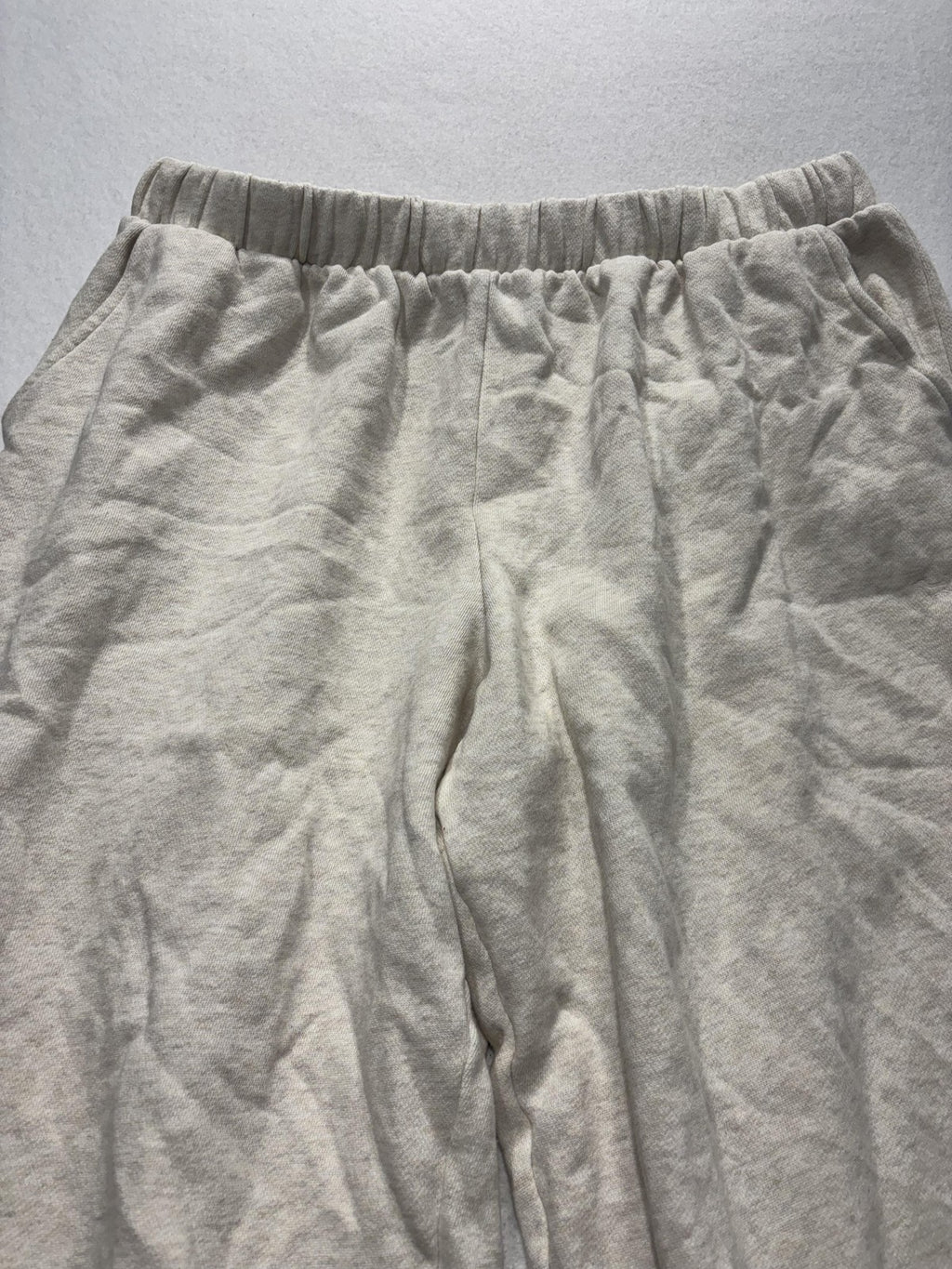 PINK Victoria's Secret Jogger Pants Womens XL Beige Fleece Elastic Pockets Ankle