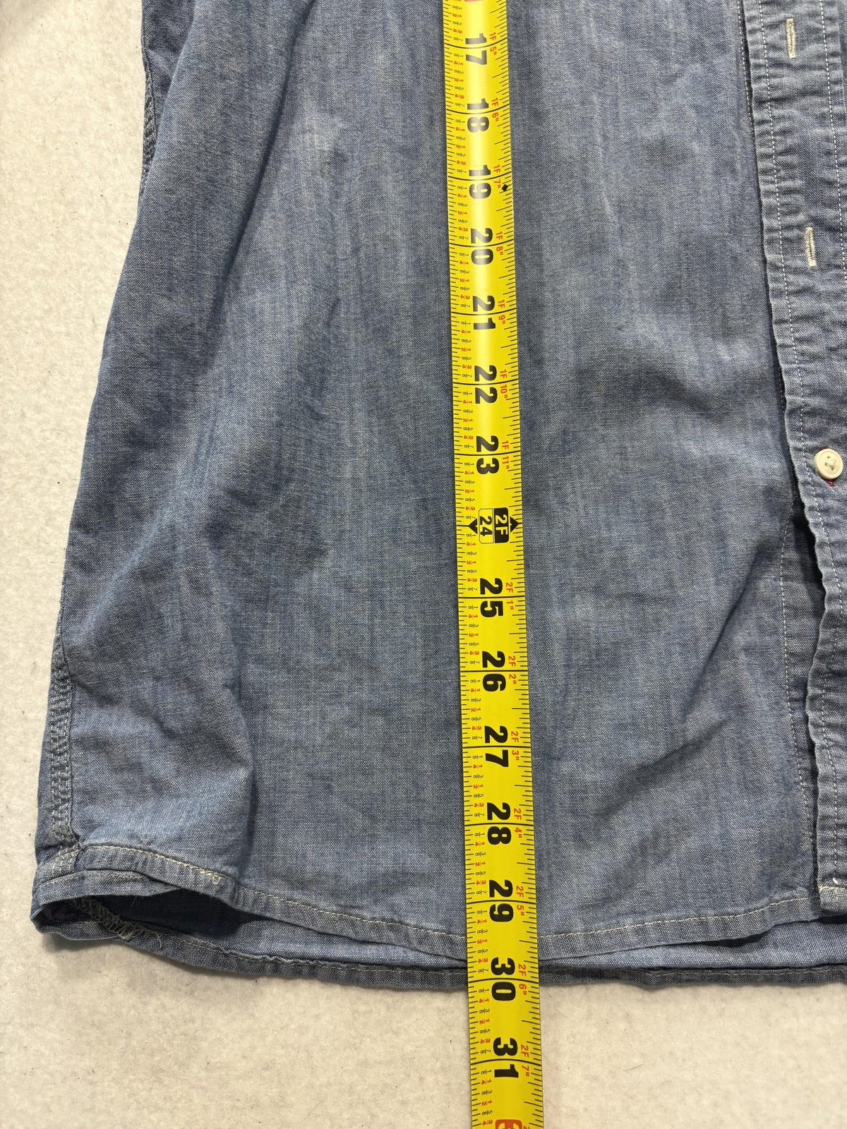 Wrangler Mens XL Blue Chambray Short Sleeve Button Up Western Shirt 112367983