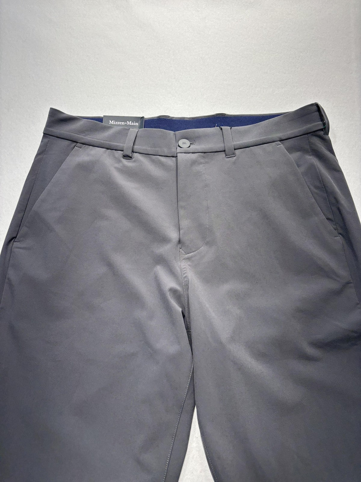 Mizzen+Main Helmsman Chino Pants Mens 32x32 Gray Slim Stretch Travel Casual