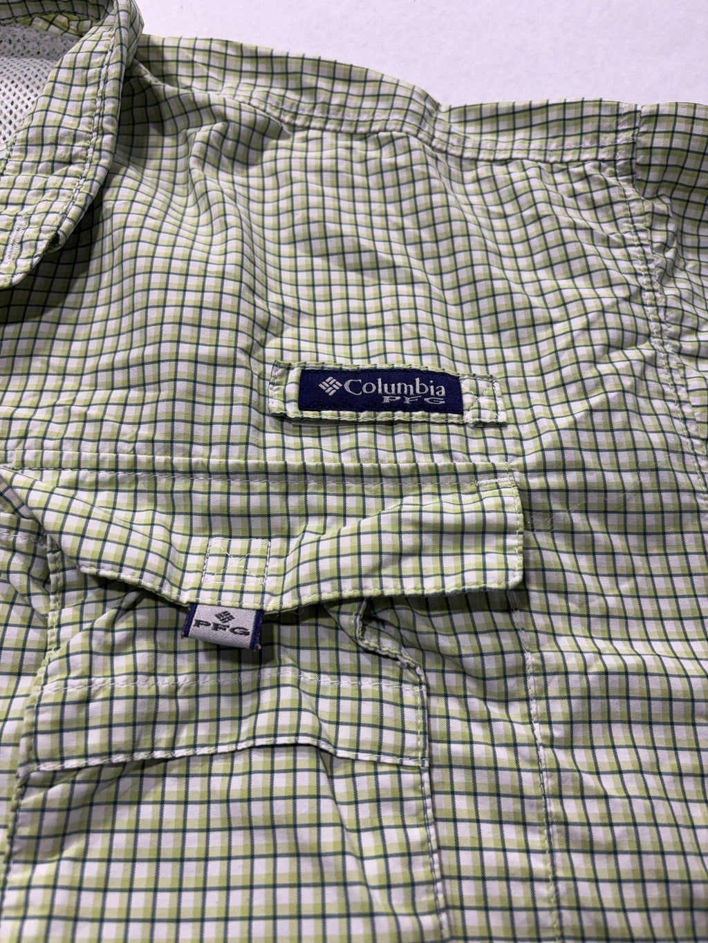 Columbia PFG Super Bahama Shirt Mens 2XL Green Short Sleeve Fishing Button Up