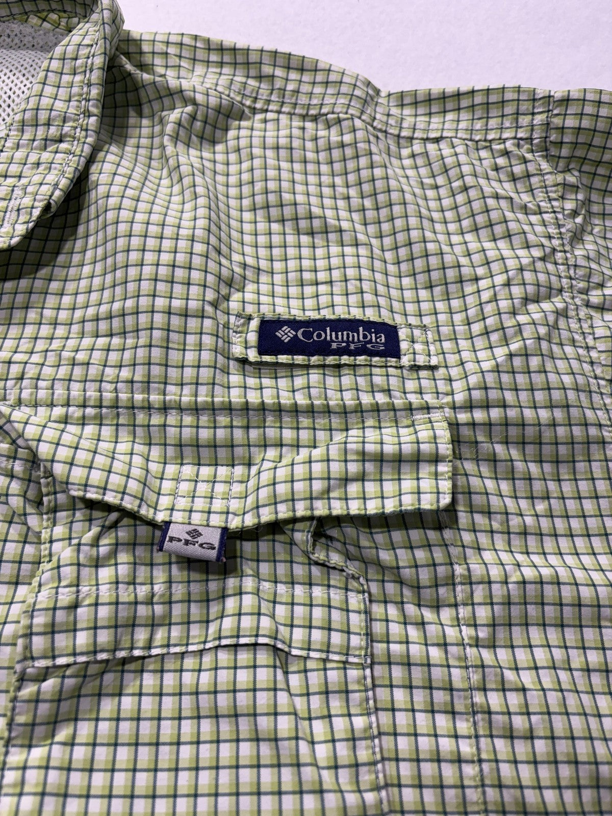 Columbia PFG Super Bahama Shirt Mens 2XL Green Short Sleeve Fishing Button Up