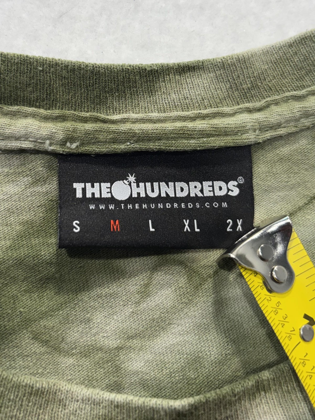 The Hundreds Shirt Mens Medium Green Tie Dye World On Fire Double Sided Graphic