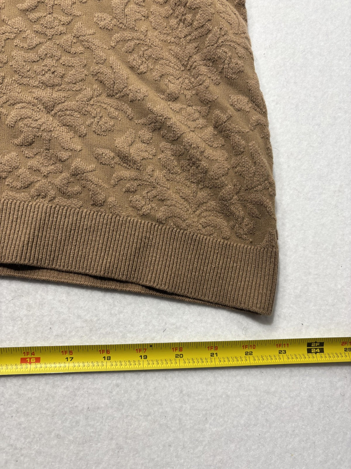Abercrombie & Fitch Polo Shirt Mens XL Brown Jacquard Floral Knit Short Sleeve