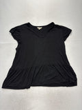 Time And Tru Shirt Womens 2XL Black V Neck Ruffle Hem Peplum Tee TT231000719978