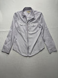 MICHAEL Michael Kors Blouse Womens Medium Purple Collared Zip Geometric Print