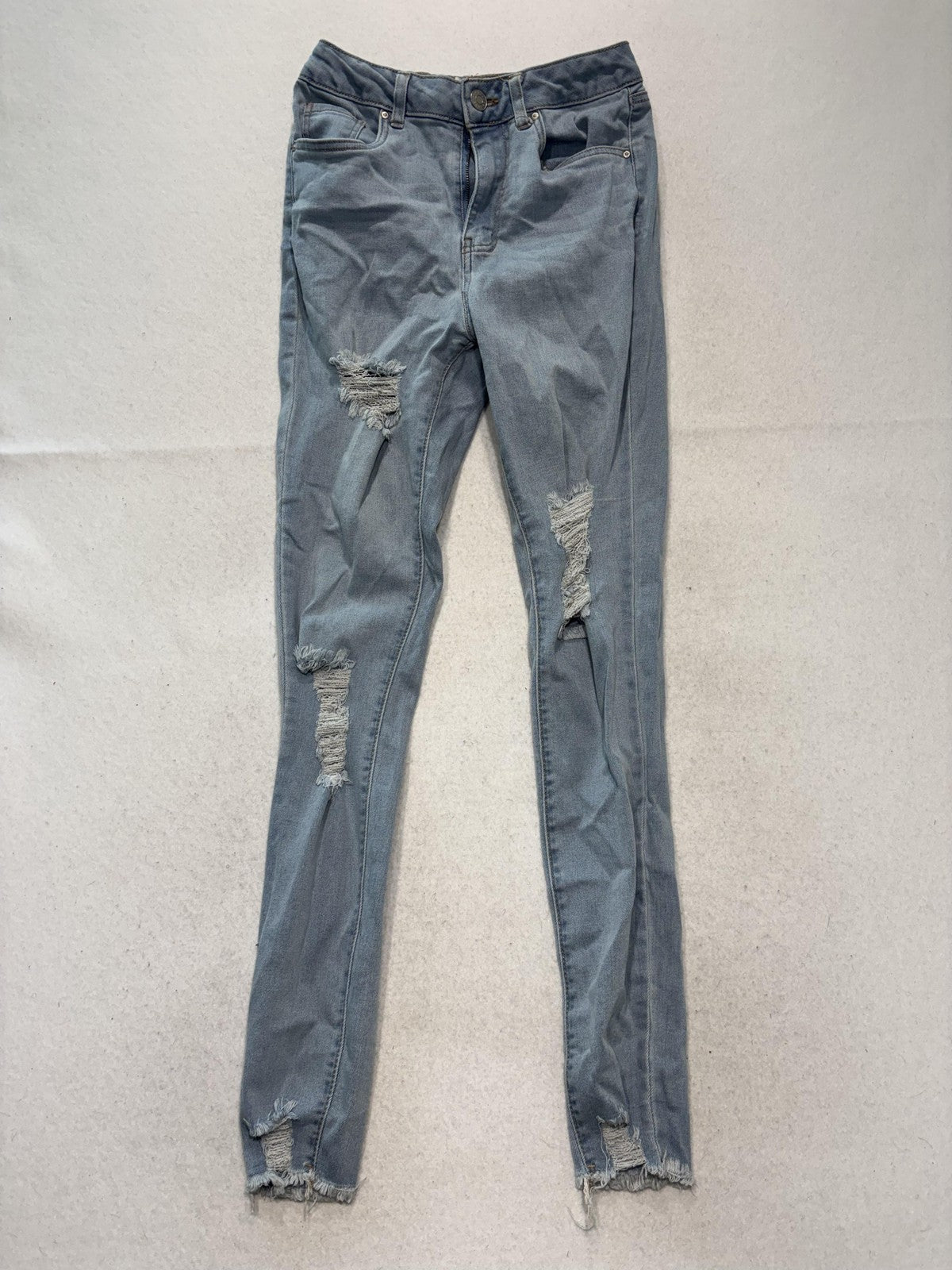 Refuge Miami High Rise Skinny Jeans Juniors 3 Light Wash Distressed 27x28.5