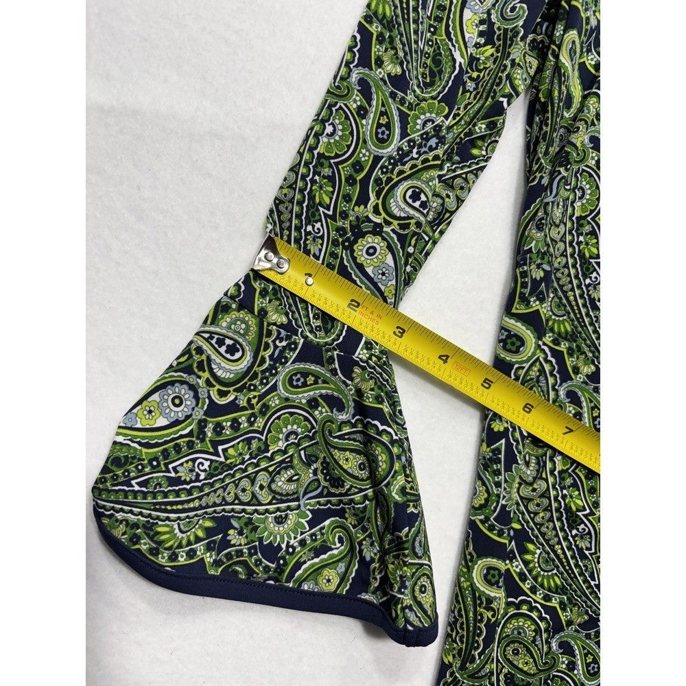 MICHAEL Michael Kors Womens Large Blue Green Paisley Shift Bell Sleeve Dress