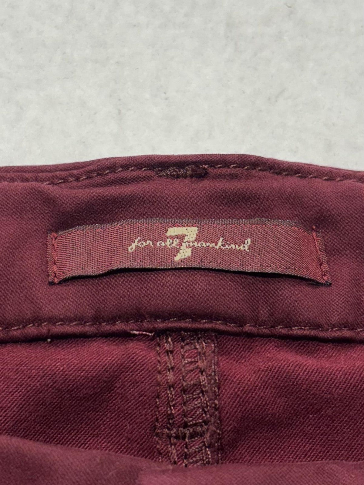 7 For All Mankind Jeans Womens 30 Red Burgundy Skinny Mid Rise Stretch 30x27.5