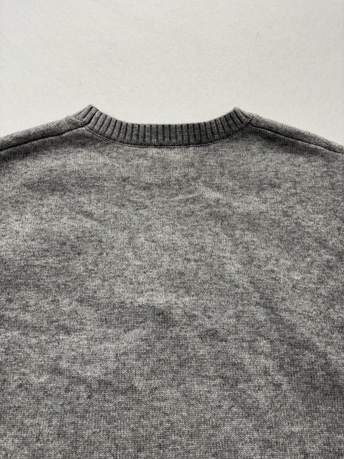 Able Sweater Womens Small Gray Crew Neck Sequin Bow Side Slit Knit Pullover