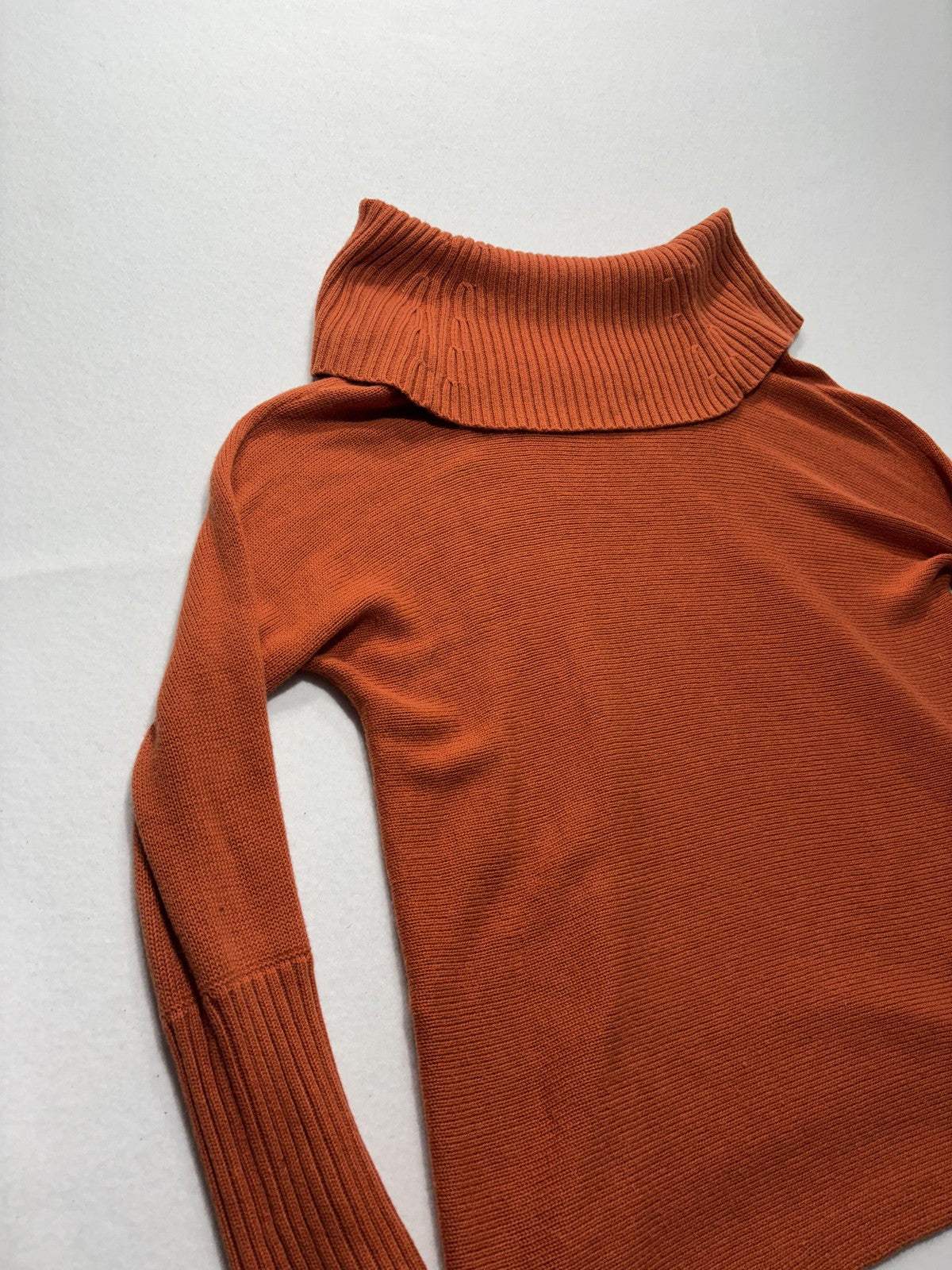 Chico's Sweater Womens 1 Orange Cowl Neck Long Sleeve Knit Relaxed Pullover
