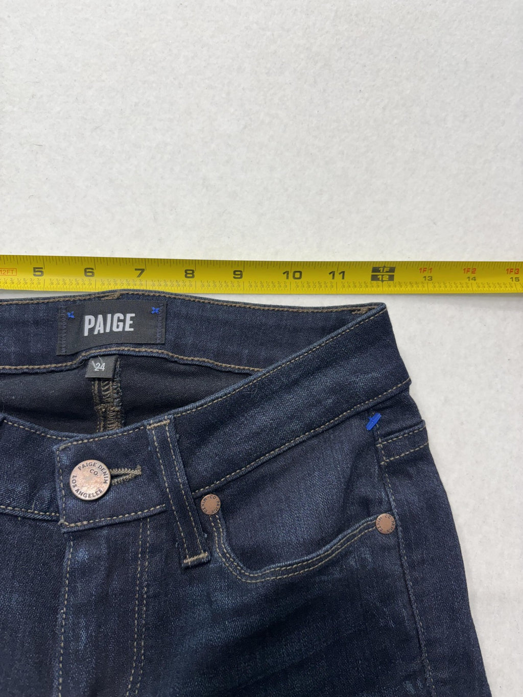 Paige Manhattan Jeans Womens 24 Blue Dark Wash Mid Rise Slim Boot 24x31 Stretch