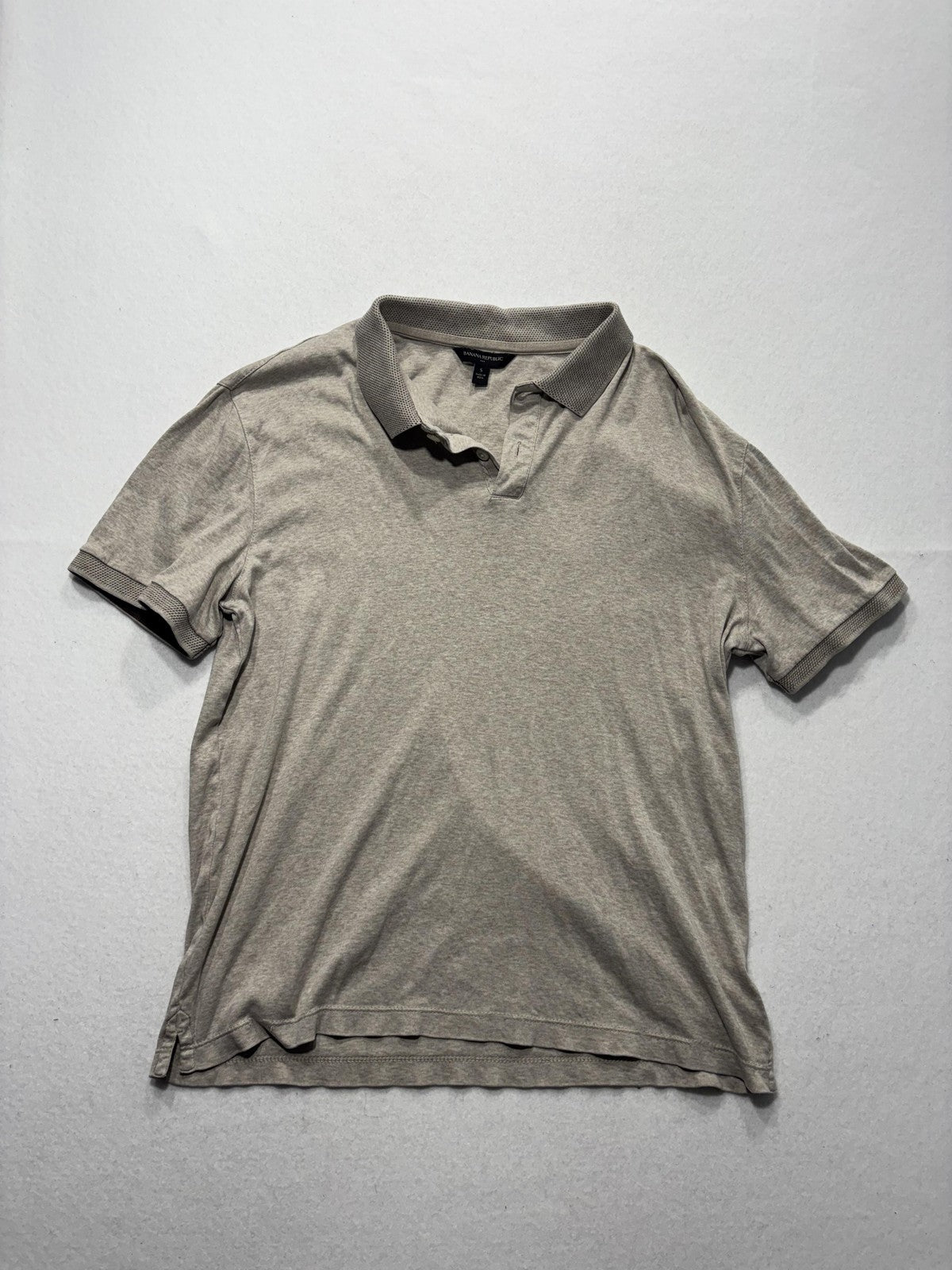 Banana Republic Polo Shirt Mens Small Gray Short Sleeve Jersey Cotton Casual