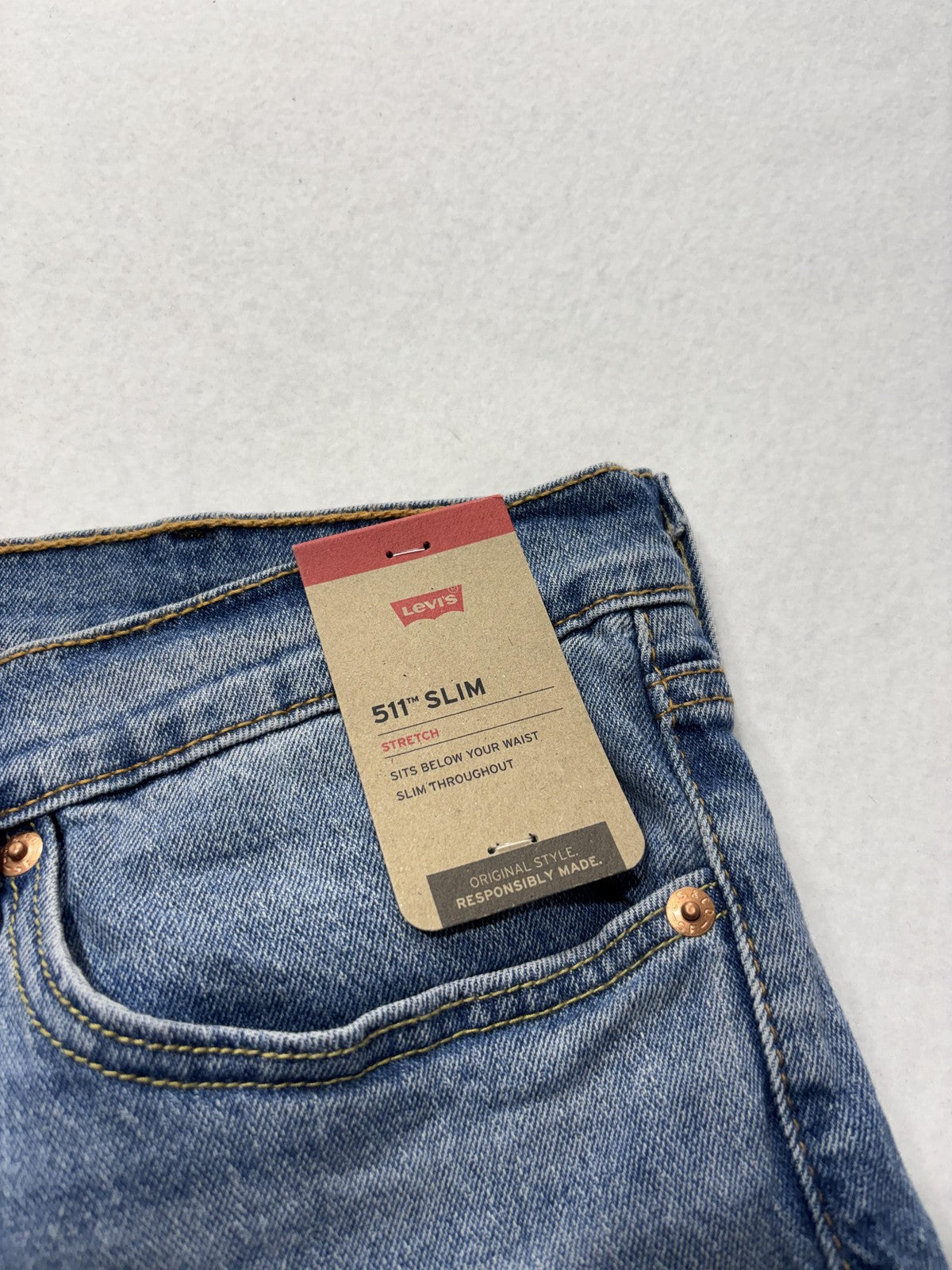 Levi's 511 Slim Jeans Mens 38x32 Blue Medium Wash Straight Leg Stretch Denim