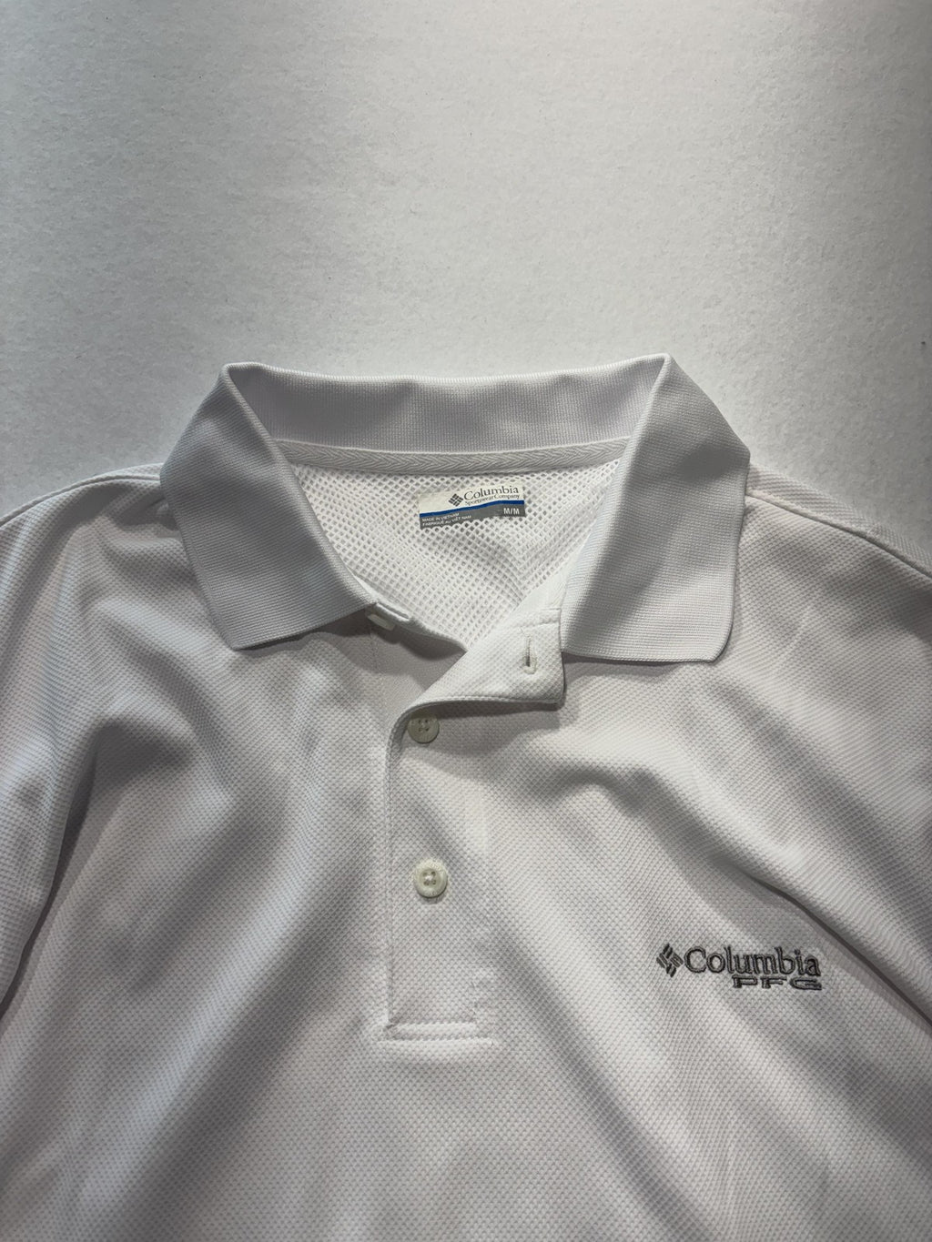 Columbia PFG Omni-Shade Polo Shirt Mens Medium White Fishing UV Protection