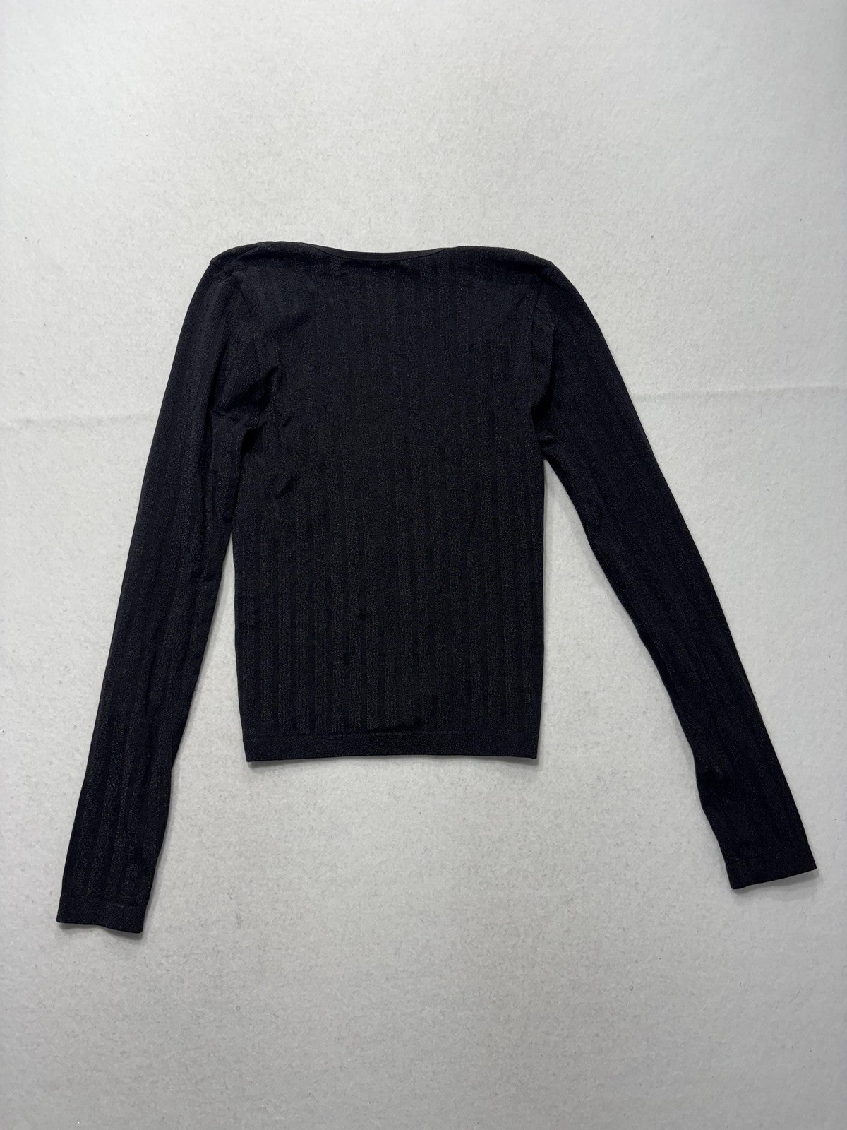 Free People Shirt Womens XS/S Black Scoop Neck Long Sleeve Stretch Knit Top