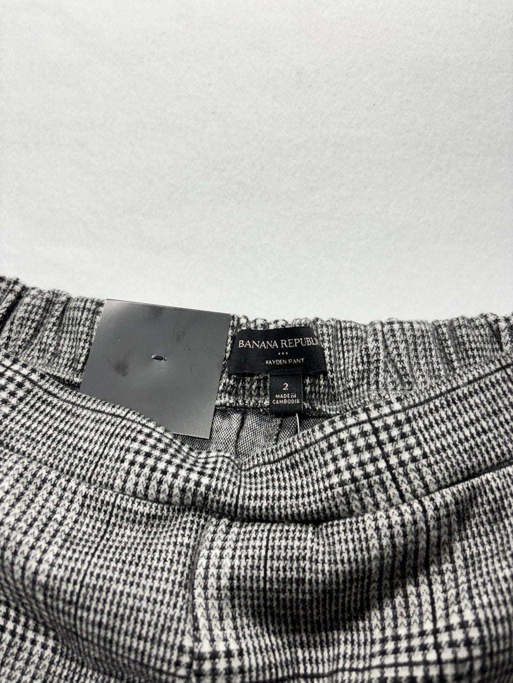 Banana Republic Dress Pants Womens 2 Gray Plaid Hayden Pull On Ponte Ankle Slim