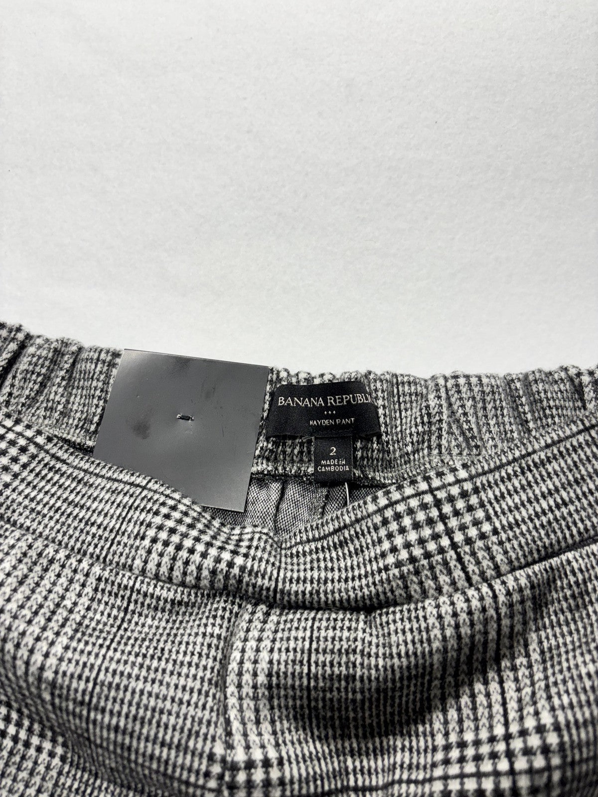 Banana Republic Dress Pants Womens 2 Gray Plaid Hayden Pull On Ponte Ankle Slim