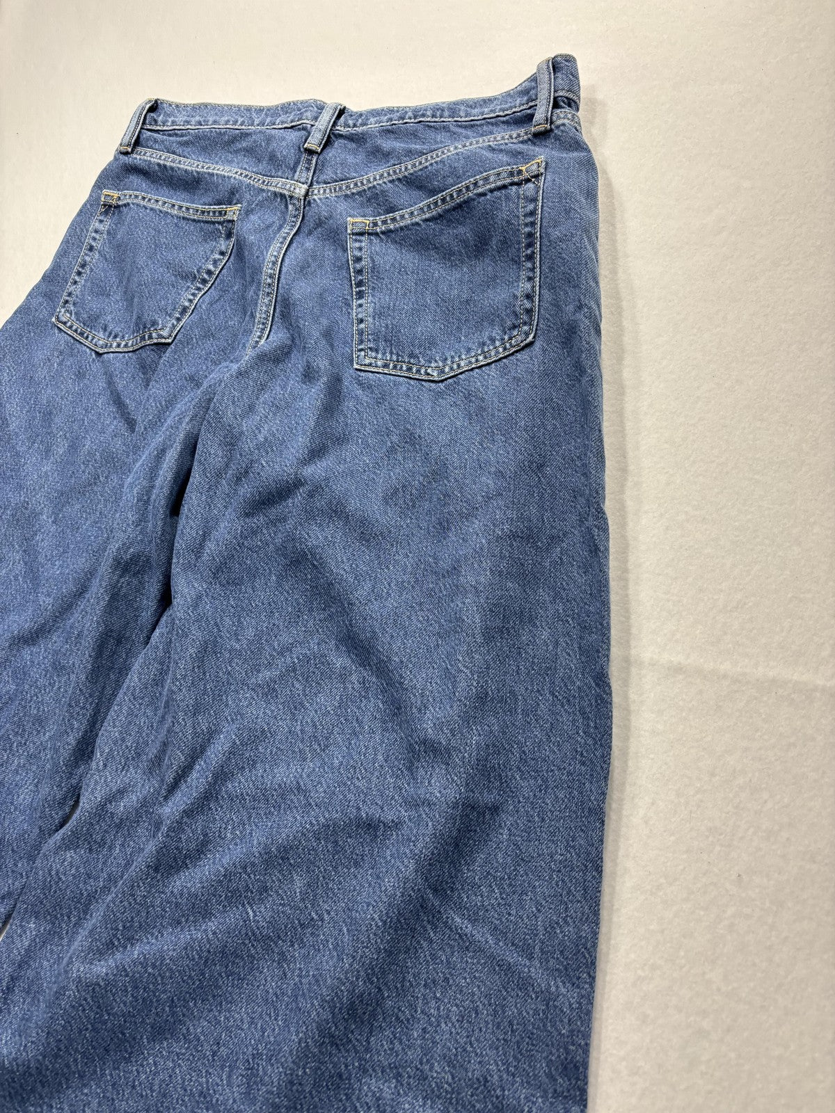 Gap Baggy Mid Rise Jeans Womens 8R Blue Medium Wash Wide Leg Distressed 29x29.5