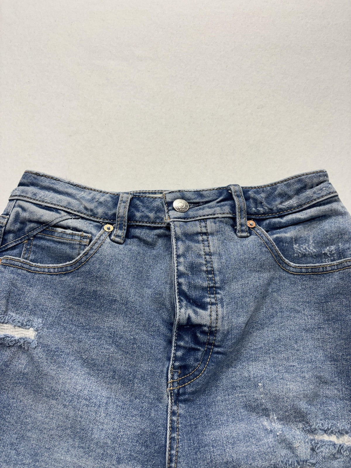 We The Free Shorts Womens 26 Blue Distressed Cut Off Raw Hem Denim Summer