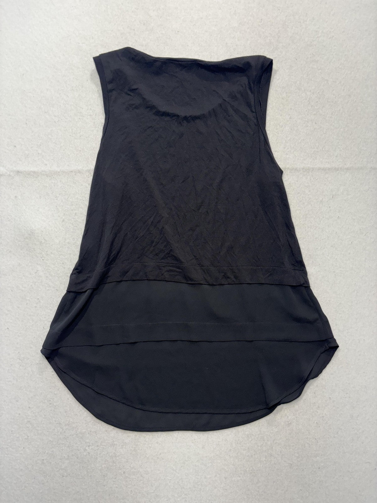 MICHAEL Michael Kors Tank Womens Medium Black Scoop Neck Chiffon Hem Tunic Top